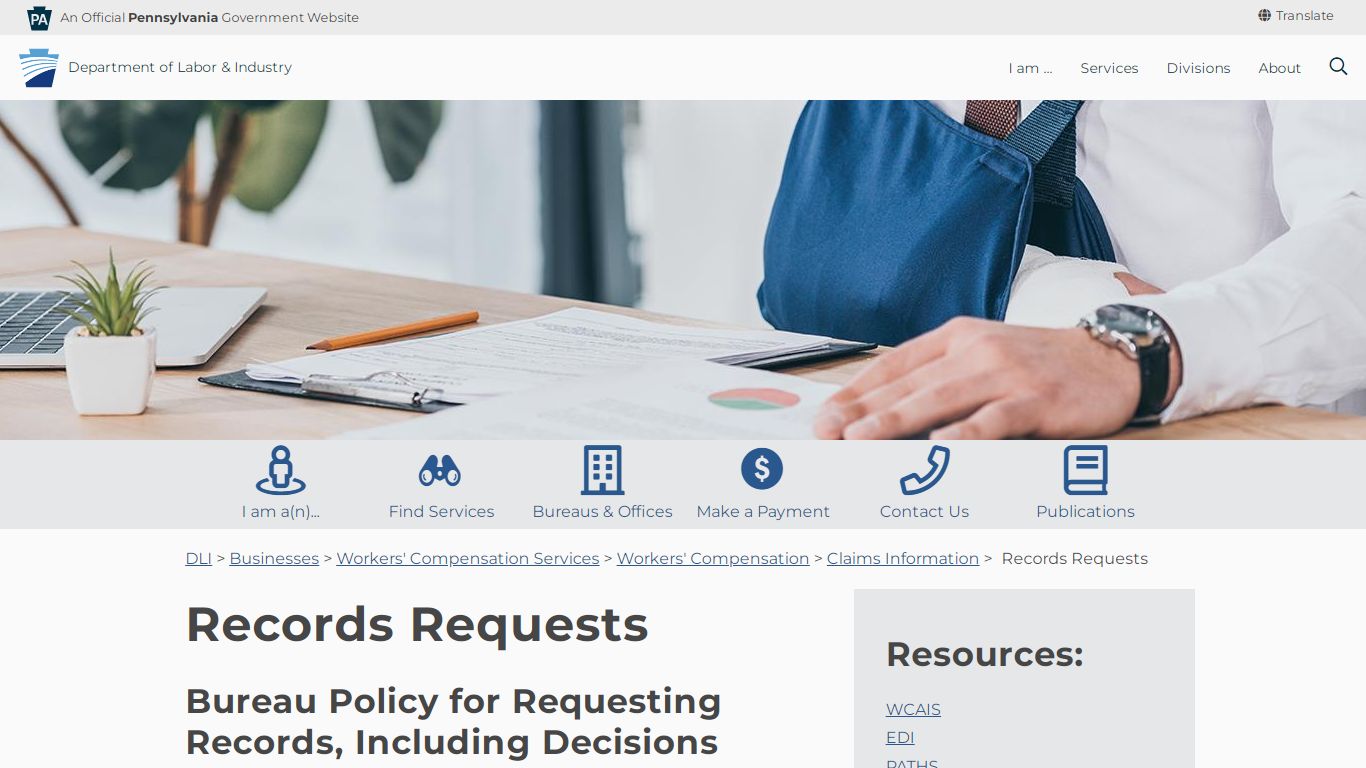 Records Requests - Department of Labor & Industry
