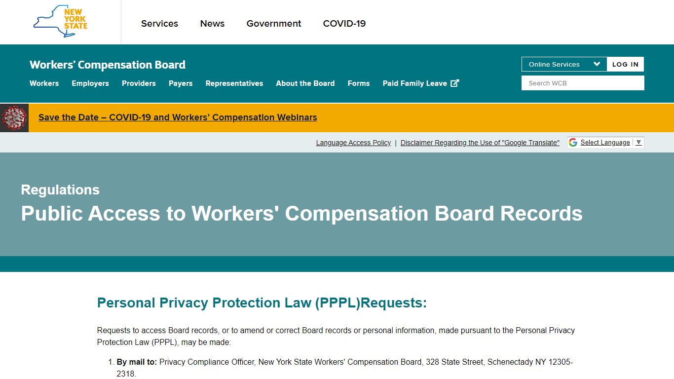 Public Access to Workers' Compensation Board Records